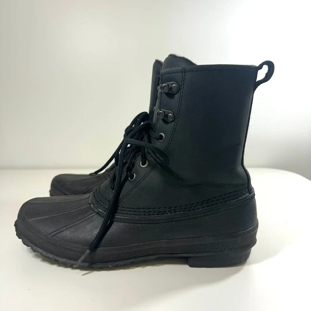 UGG Waterproof Duck Boots Black Leather Rubber Lace Up Rain Snow Mens 11